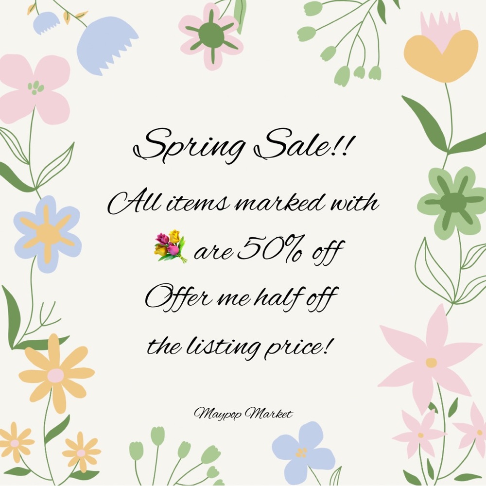 Starting April 1st 50% off all items marked with 💐!